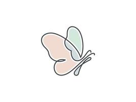 Beauty Flying Butterfly Logo with simple minimalist line art monoline style. Usable for Business and Branding Logos. Flat Vector Logo Design Template Element.