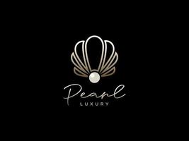 diseño de logotipo de joyería de concha de perla elegante de lujo de belleza. utilizable para logotipos comerciales y de marca. elemento de plantilla de diseño de logotipo de vector plano.