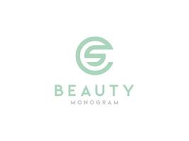 Diseño del logotipo s y c de las iniciales del monograma de belleza. utilizable para logotipos comerciales y de marca. elemento de plantilla de diseño de logotipo de vector plano.