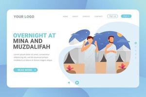 Landing page template Hajj and Umrah travel guide vector