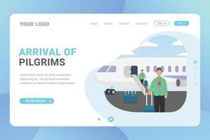 Landing page template Hajj and Umrah travel guide vector