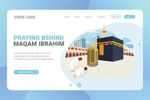 Landing page template Hajj and Umrah travel guide vector