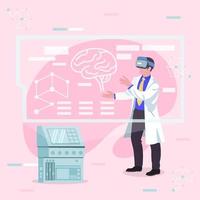 Doctor Working Use Virtual Reality Concept vector