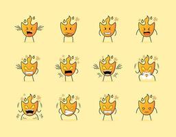 collection of cute fire cartoon character with angry expression. suitable for icon, logo, symbol and sign. such as emoticon, sticker, mascot or element logo