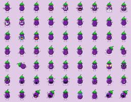 collection of cute eggplant cartoon character expressions. angry, thinking, crying, sad, confused, flat, happy, scared, shocked, dizzy, hopeless, sleeping. suitable for emoticon, logo and mascot vector