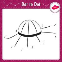 Connect the dots. Hat for lady. Dot to dot educational game. Coloring book for preschool kids activity worksheet. Vector Illustration.