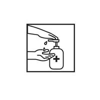 Antibacterial hand sanitizer, disinfection  icon in flat design isolated vector