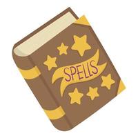 Vector doodle flat sticker. Magic witch book of spells. All objects are repainted.