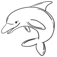 Doodle sticker playful cartoon dolphin vector