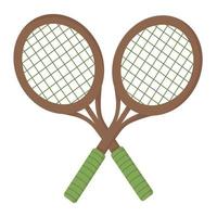 Rackets for playing badminton. Flat doodle clipart. All objects are repainted. vector