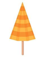 Bright striped large beach umbrella. Doodle flat clipart. All objects are repainted. vector