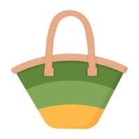 una bolsa práctica para ir a la playa o de compras. garabatear imágenes prediseñadas planas. Todos los objetos están repintados. vector