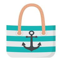 A handy bag for going to the beach or shopping. Doodle flat clipart. All objects are repainted. vector