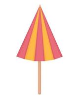 Bright striped large beach umbrella. Doodle flat clipart. All objects are repainted. vector