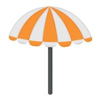 Bright striped large beach umbrella. Doodle flat clipart. All objects are repainted. vector