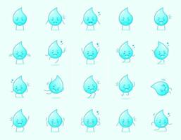 collection of cute water cartoon character with happy and smile expression. suitable for icon, logo, symbol and sign. such as emoticon, sticker, mascot or element logo