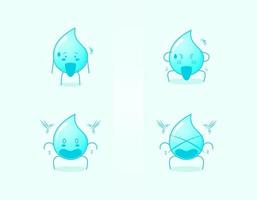 colección de lindos personajes de dibujos animados de agua con expresión sorprendida. adecuado para icono, logotipo, símbolo y signo. como emoticono, pegatina, mascota o logotipo de elemento vector