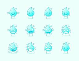 collection of cute water cartoon character with angry expression. suitable for icon, logo, symbol and sign. such as emoticon, sticker, mascot or element logo vector