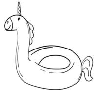 pegatina de garabato unicornio inflable para nadar vector