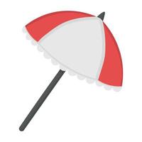 Bright striped large beach umbrella. Doodle flat clipart. All objects are repainted. vector