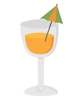 Glass with cold drink. Flat doodle clipart. All objects are repainted. vector