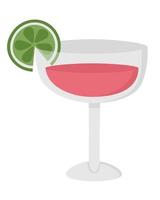 Glass with cold drink. Flat doodle clipart. All objects are repainted. vector