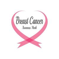 Pink ribbon for breast cancer awareness symbol, vector illustration