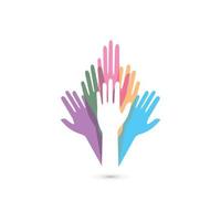 Hand symbol community care logo vector illustration design