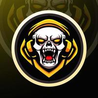 Skull head mascot. esport logo design vector