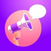 hand holding megaphone loudspeaker and speech bubble vector