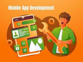 a mobile application software developer concept vector
