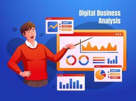 businessman presentation about digital business analysis vector