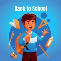 a little boy student ready to learn back to school vector