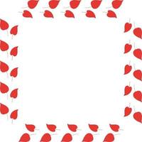 Square frame with horizontal red leaves on white background. Isolated wreath for your design. vector