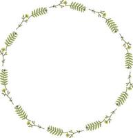 Round frame made of buttercups and herbs. Romantic wreath on white background vector