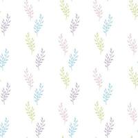 Seamless pattern with interesting pink, blue, green and violet branches on white background for fabric, textile, clothes, tablecloth and other things. Vector image.