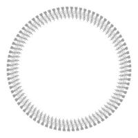 Round frame with vertical black-and-white meadow plants on white background. Isolated floral frame for your design. Vector image.