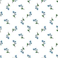 Seamless pattern with charmed blue flowers forget-me-not for fabric, textile, clothes, tablecloth and other things. Vector image.