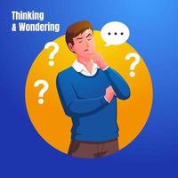 a man thinks and asks with a speech bubble symbol vector