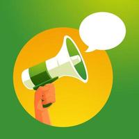 hand holding megaphone loudspeaker and speech bubble vector