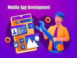 a mobile application software developer concept vector