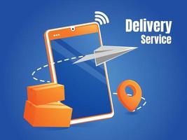 delivery service application with smartphone vector