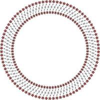 Round frame with cozy vertical carnation on white background. Isolated floral frame for your design. Vector image.