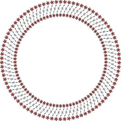 Round frame with cozy vertical carnation on white background. Isolated floral frame for your design. Vector image.