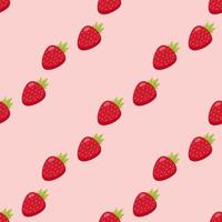 Seamless pattern with strawberry on light pink background. Vector image.