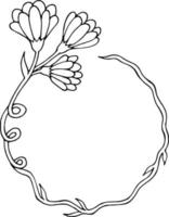 Wreath 2. Flowers. Doodle. vector image