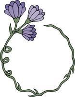 Flower wreath with violet flowers on white background 02.  Vector image.