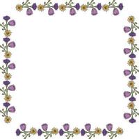 Square frame with summer flowers on white background. Vector image.