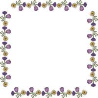 Square frame with summer flowers on white background. Vector image.