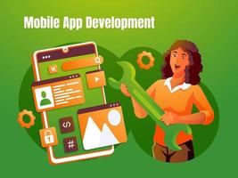 a mobile application software developer concept vector